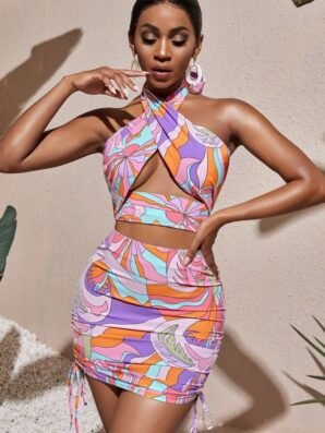 Vestido Cruzado Con Estampado de Vitrales