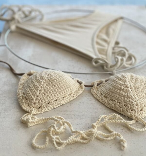 Bikini a crochet crema - Imagen 5