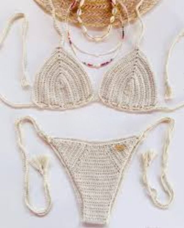 Bikini a crochet crema - Imagen 6